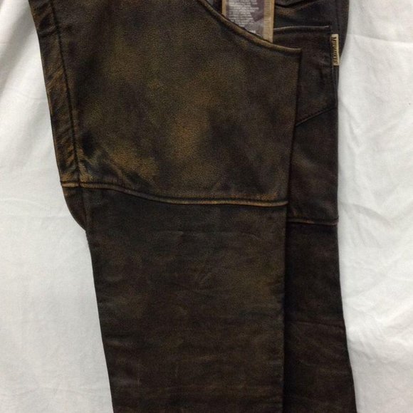 Milwaukee Unisex Brown Leather Chaps:XL - Picture 3 of 5